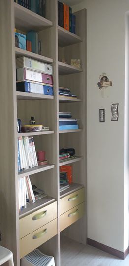 Cameretta a ponte con libreria.